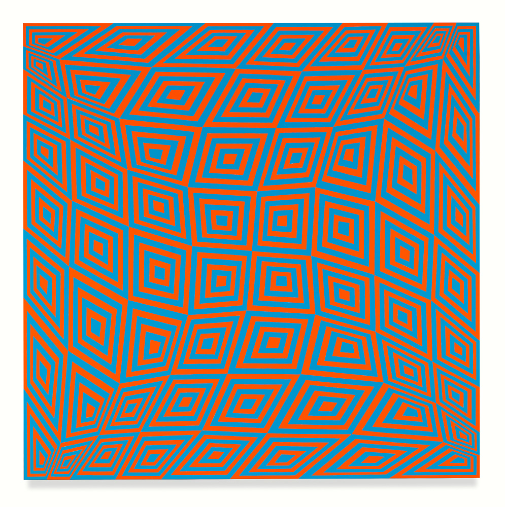 Untitled (orange 21, blue 2925), 2010, Acrylic latex on canvas over panel, 48 x 48 x 2 inches, 121.9 x 121.9 x 5.1 cm
