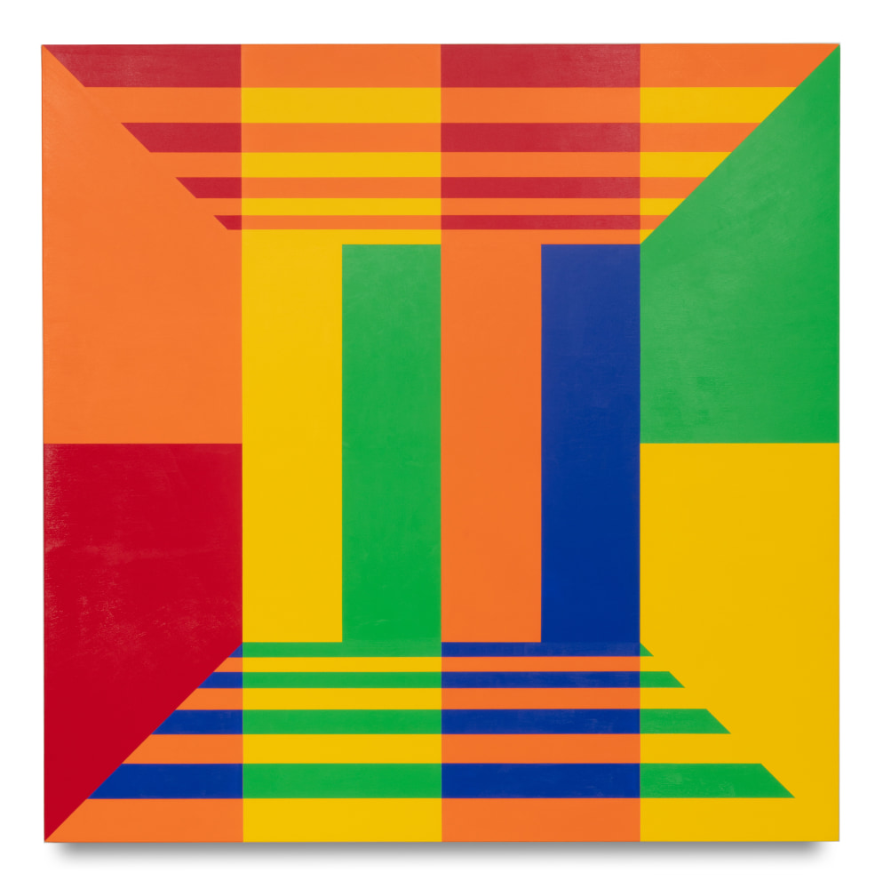 Untitled (4,2,8), 2019, Acrylic paint on canvas over aluminum panel, 48 x 48 x 1 1/2 inches, 121.9 x 121.9 x 3.8 cm