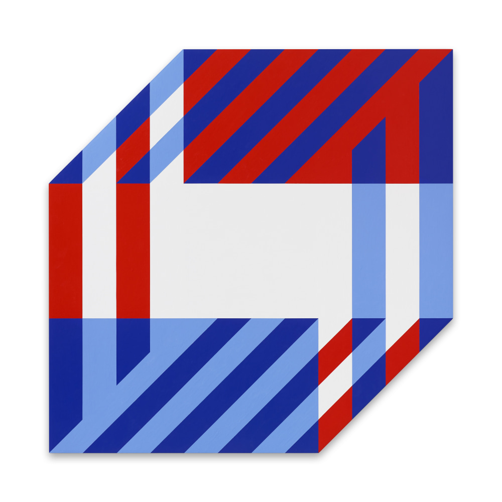 Untitled (2, 4, 8, out), 2017, Acrylic on canvas over aluminum , 48 x 48 x 1 1/2 inches, 121.9 x 121.9 x 3.8 cm