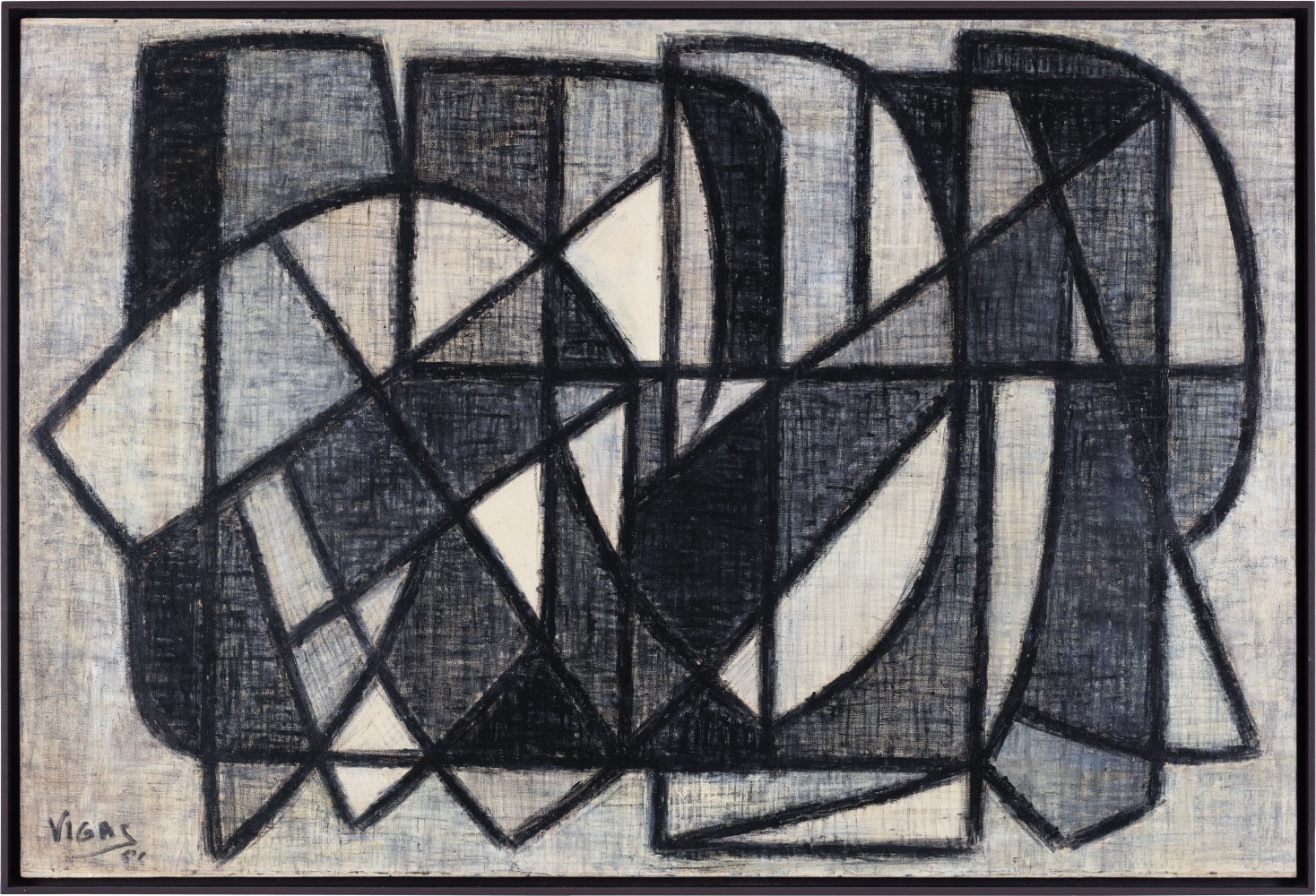 Oswaldo Vigas

Objeto Negro, 1956
&amp;Oacute;leo sobre tela
97h x 143w cm
38 24/127h x 56 38/127w in

&amp;Uacute;nica
