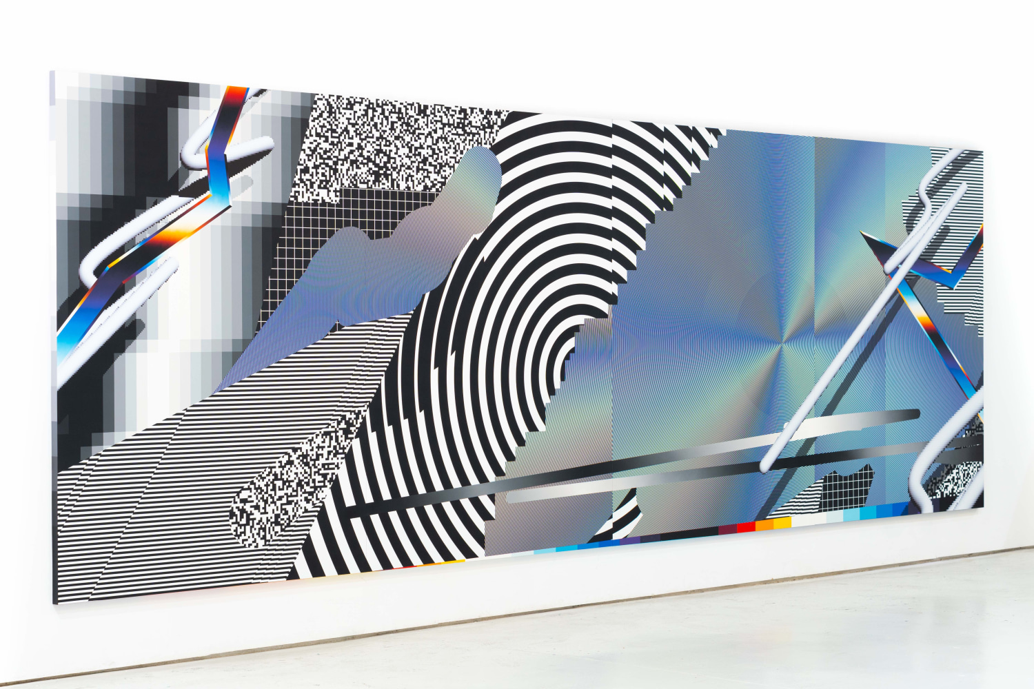 Felipe Pantone

OPTICHROMIE #143, 2022

Esmalte, pintura UV, panel compuesto de aluminio, aluminio

200h x 600w cm

78 94/127h x 236 28/127w in

&amp;Uacute;nica