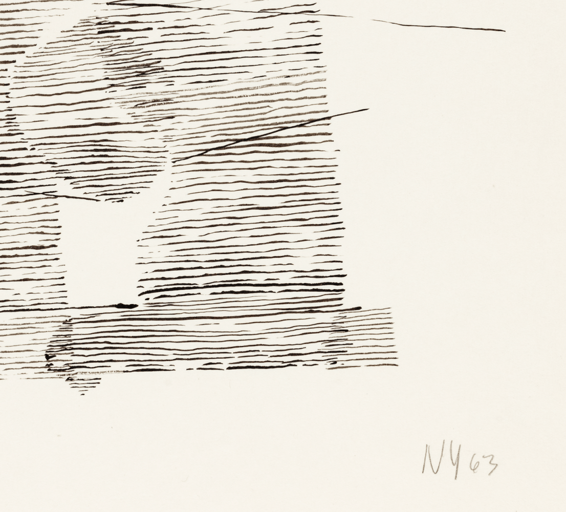 GEGO

Untitled, 1963

Ink on paper

35.10h x 28w cm

13 95/116h x 11 2/85w in

Unique