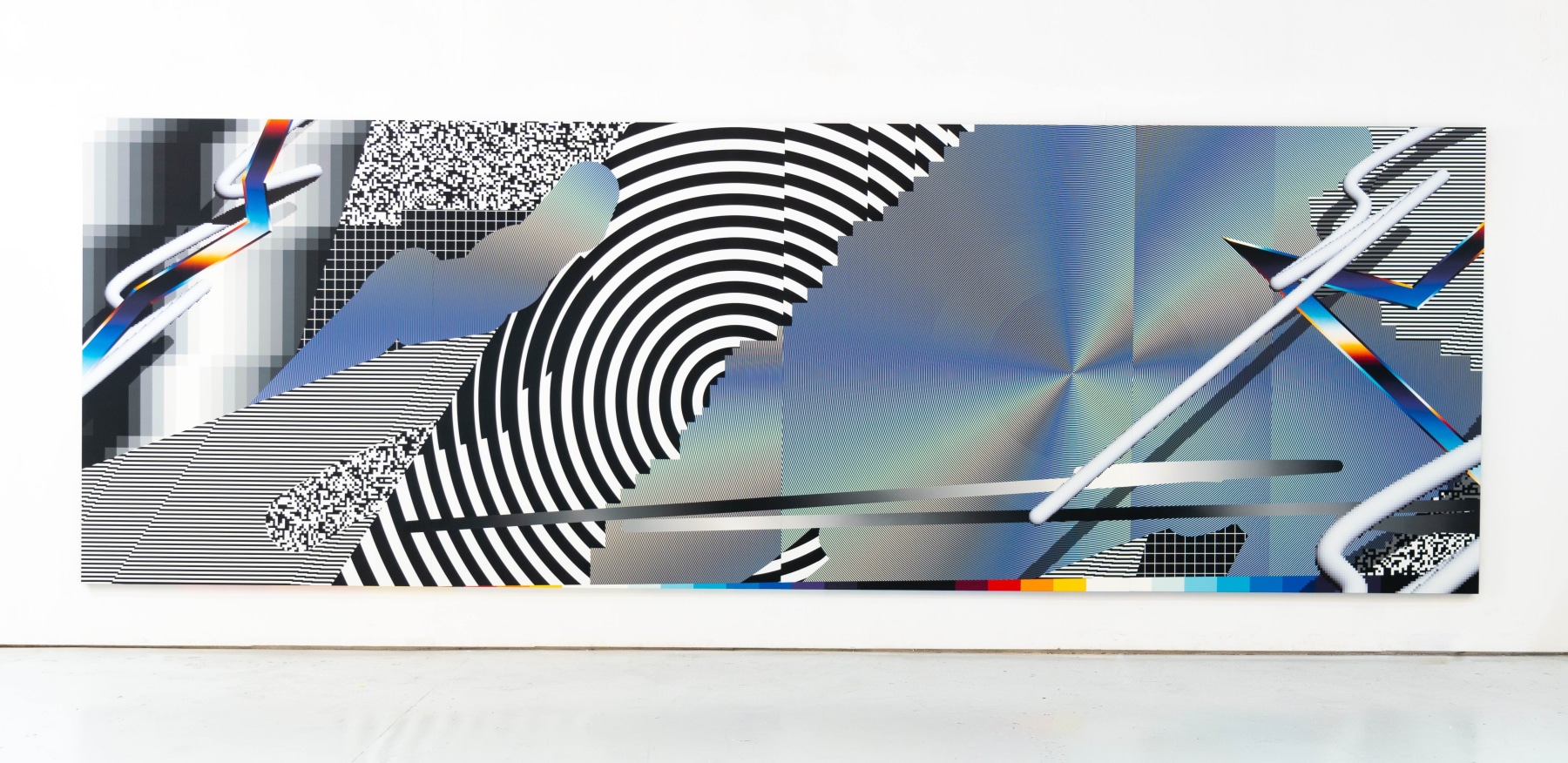 Felipe Pantone

OPTICHROMIE #143, 2022

Enamel, UV paint, aluminum composite panel, aluminum

200h x 600w cm

78 94/127h x 236 28/127w in

Unique