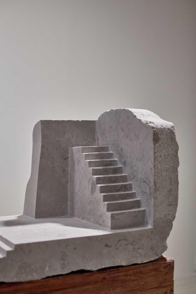 Diego P&amp;eacute;rez

El palacio con dos escaleras, 2018

Carved marble on wood base

114 x 100 x 30 cm

44 14/16 x 39 5/16 x 11 12/16 in

Unique