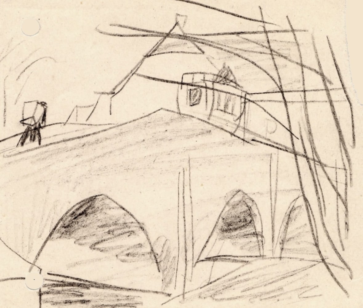 Lyonel Feininger (1871&amp;ndash;1956)

(Stone Bridge, Oberweimar), c. 1914

Pencil on paper
3 7/8 x 4 1/2 in. (9.8 x 11.4 cm)

&amp;nbsp;

AMFA 0725