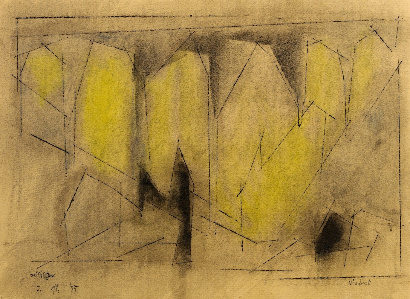 Lyonel Feininger (1871&amp;ndash;1956)

Viaduct, 1955
Watercolor and ink on paper
9 3/8 x 12 1/2 in. (23.8 x 31.8 cm)
Signed and dated lower left:&amp;nbsp;Feininger 7. VII. &amp;lsquo;55&amp;nbsp;

Titled lower right:&amp;nbsp;Viaduct
