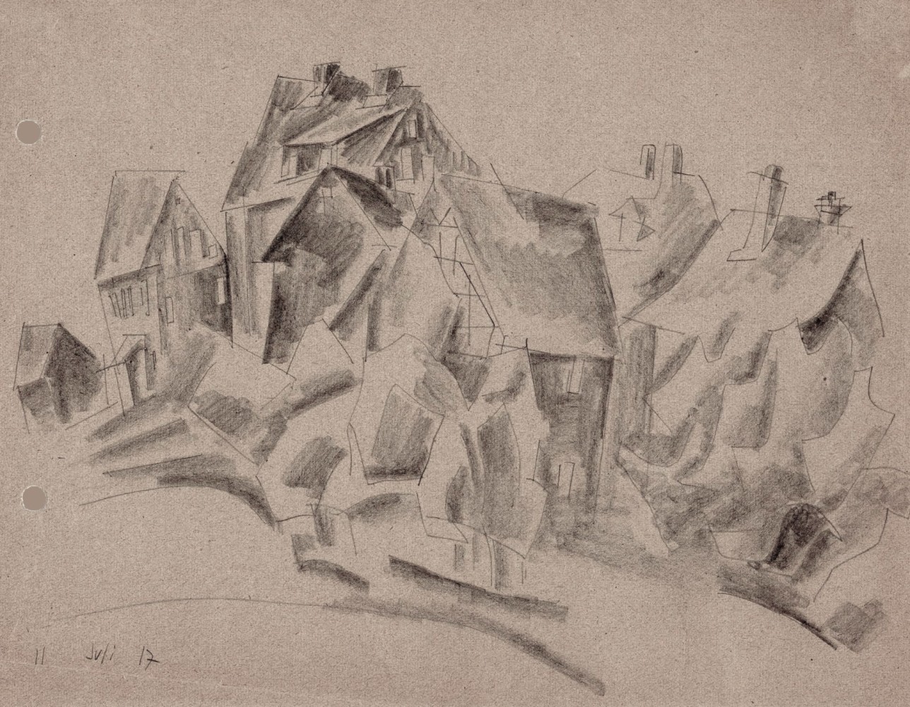 Lyonel Feininger (1871&amp;ndash;1956)
(Village Houses), 1917
Pencil on paper
6 1/4&amp;nbsp;x 8 1/8&amp;nbsp;in. (15.9 x 20.6&amp;nbsp;cm)
Dated lower left:&amp;nbsp;11 Juli 17