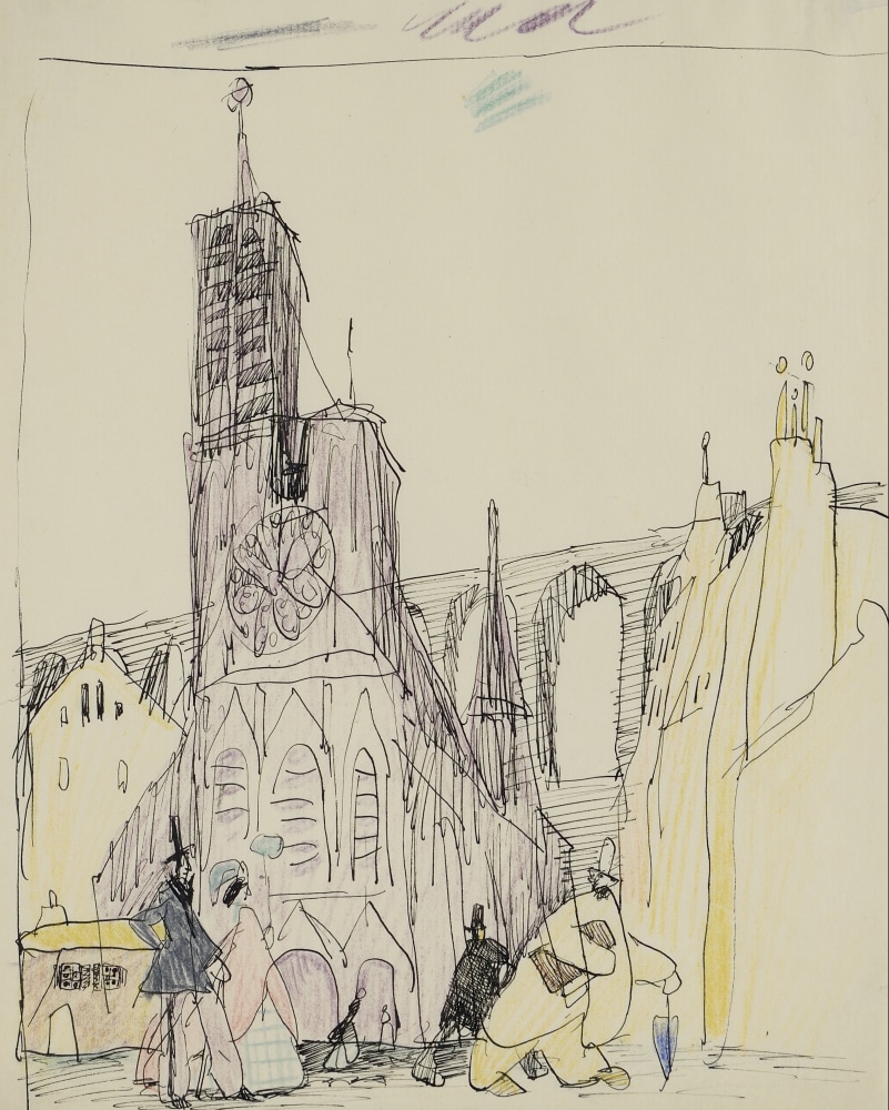 Lyonel Feininger (1871&amp;mdash;1956)
(Viaduct in Meudon), c. 1908
Ink and crayon&amp;nbsp;on paper
10 2/3&amp;nbsp;x 8 3/4&amp;nbsp;in. (25.7&amp;nbsp;x 20.8 cm)