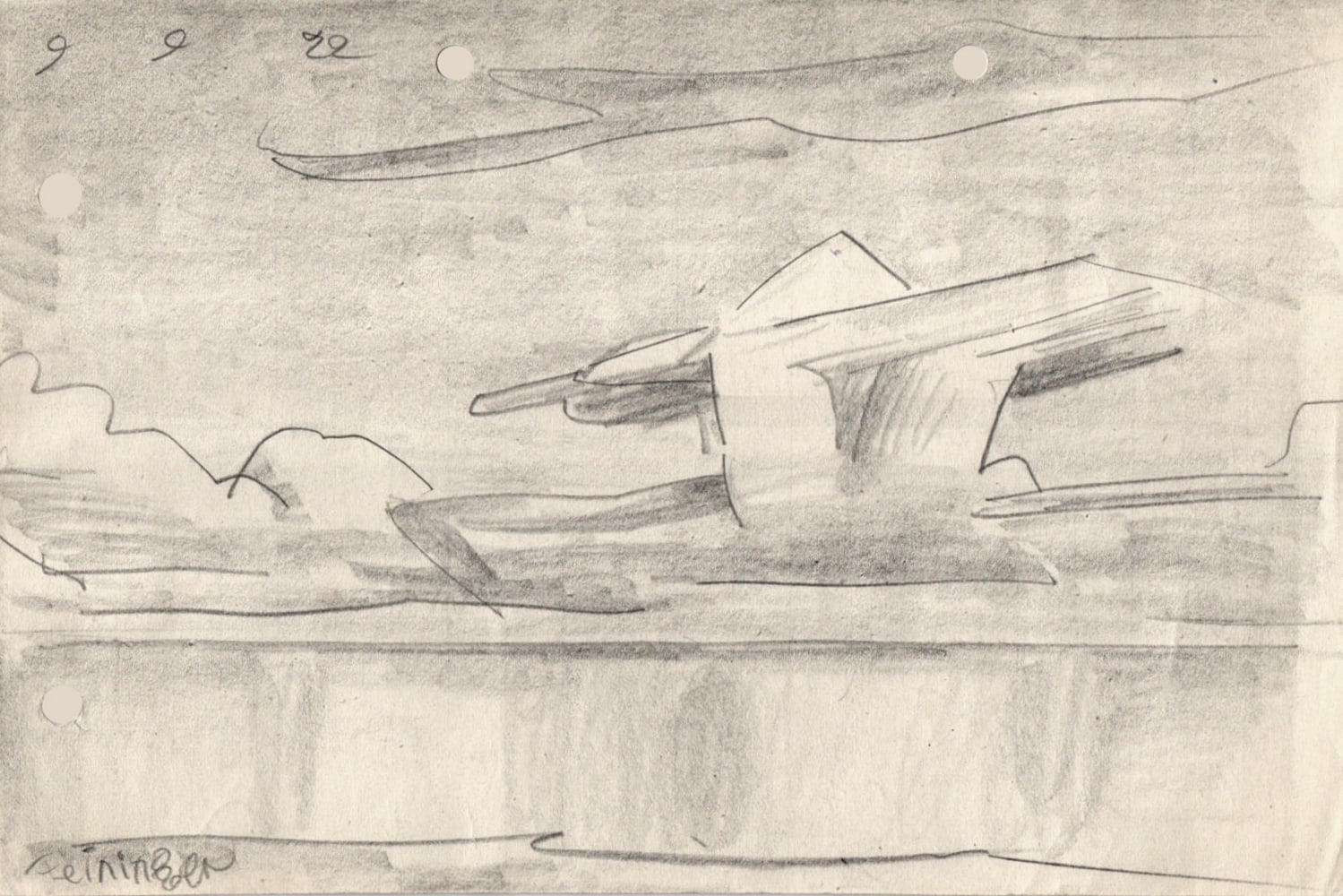 Lyonel&amp;nbsp;Feininger (1871&amp;ndash;1956)

(Cloud Formation), 1922

Pencil on paper
5 5/8 x 8 7/16 in. (14.3 x 21.4 cm)

Signed lower left:&amp;nbsp;Feininger&amp;nbsp;

Dated upper left:&amp;nbsp;9 9 22