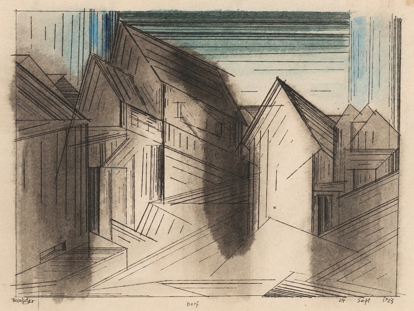 Lyonel Feininger (1871&amp;ndash;1956)

Dorf, 1923

(Village)

Watercolor and ink on paper

11 x 15 in. (27.9 x 38.1 cm)

Signed lower left:&amp;nbsp;Feininger&amp;nbsp;

Titled lower center:&amp;nbsp;Dorf

Dated lower right:&amp;nbsp;24 Sept 1923

Inscribed bottom left:&amp;nbsp;X X