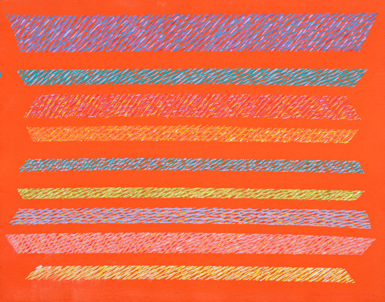 Piero Dorazio (1927&amp;ndash;2005)

(Lines on Red Background), 1998

Ink, crayon, and watercolor on paper
19 1/2 x 25 1/2 in. (49.5 x 64.8 cm)
Inscribed and dated lower right:&amp;nbsp;[?]&amp;nbsp;1998