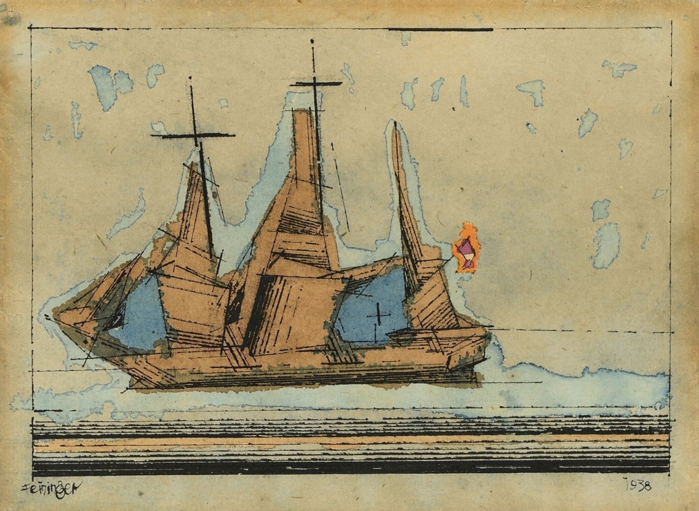 Lyonel&amp;nbsp;Feininger (1871&amp;mdash;1956)

(Barque Against Blue Sky), 1938

Watercolor and ink on paper

6 7/8 x 9 in. (17.4 x 23 cm)

Signed lower left:&amp;nbsp;Feininger

Dated lower right:&amp;nbsp;1938