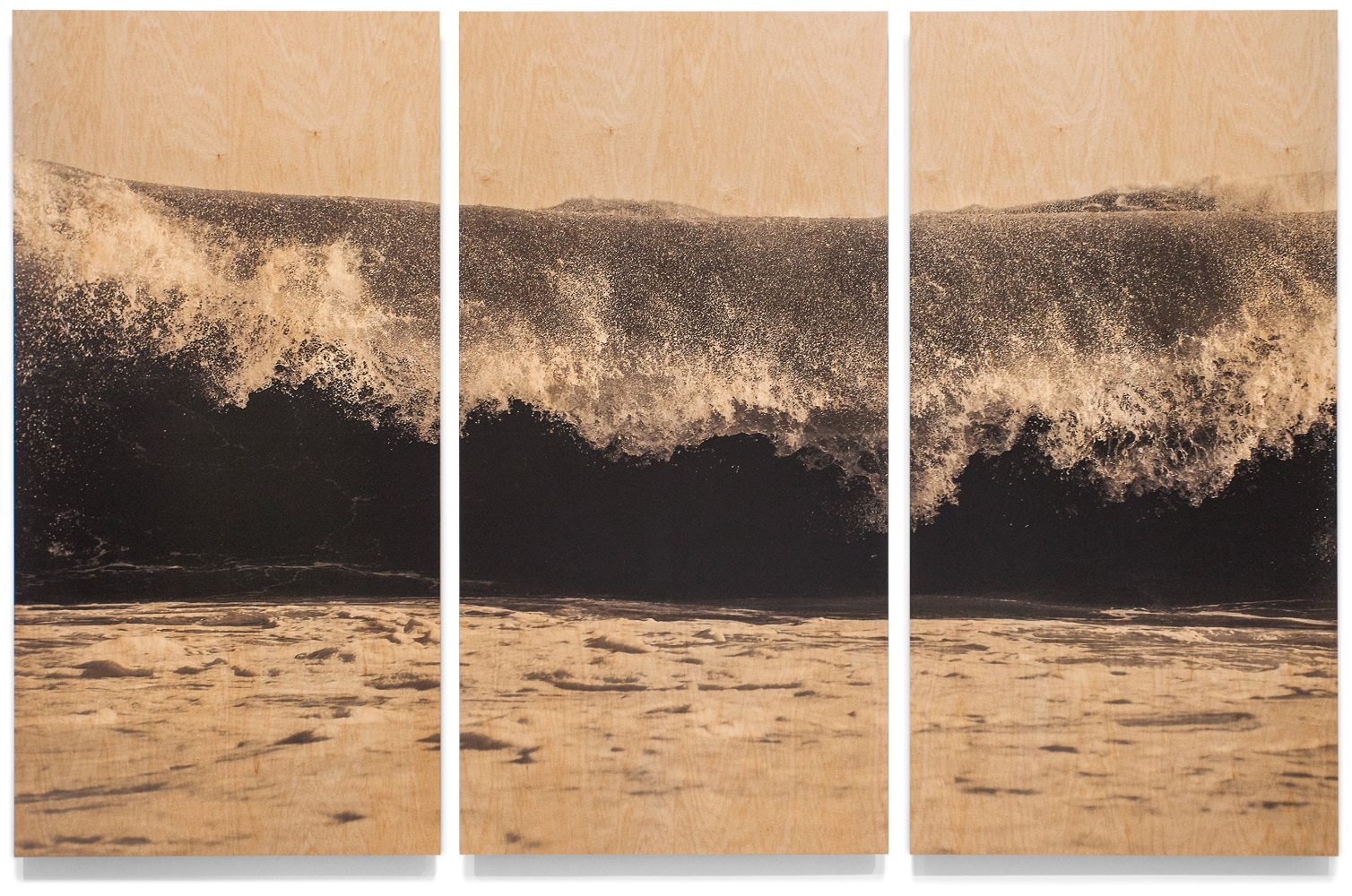 Wood Wave XLIX, triptych

UV cured ink on maple veneer 74 x 114&amp;quot;, three panels, 74 x 37&amp;quot; (panel size) 2015

UV cured ink on maple veneer 148 &amp;times; 225&amp;quot;, three panels, 148 x 74&amp;quot; (panel size) 2017

&amp;nbsp;