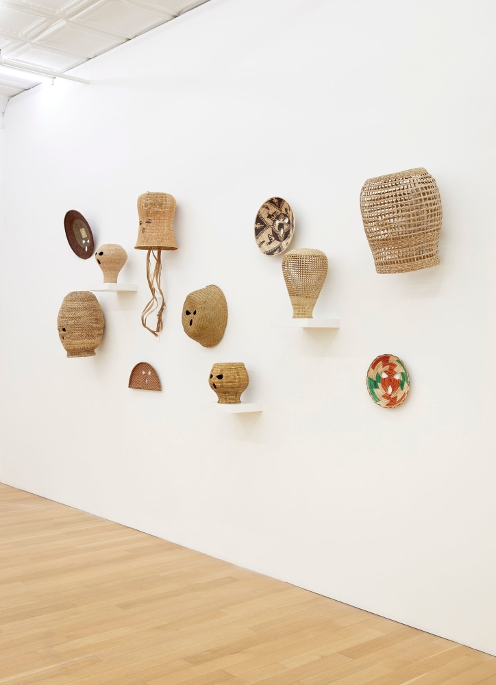 Nicholas Galanin
Anax̱ Yaa Nadéin (it is flowing through it), 2022
Hand cut found baskets Installation: dimensions variable
(NGA22-02)