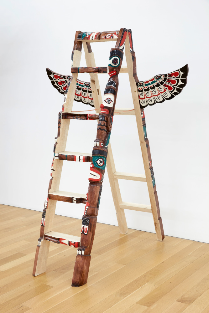 
Nicholas Galanin

Ascension, 2022

Indonesian carved curio totem and copper

72 1/2 x 52 7/8 x 53 inches (184.2 x 134.3 x 134.6 cm)

(NGA22-03)
