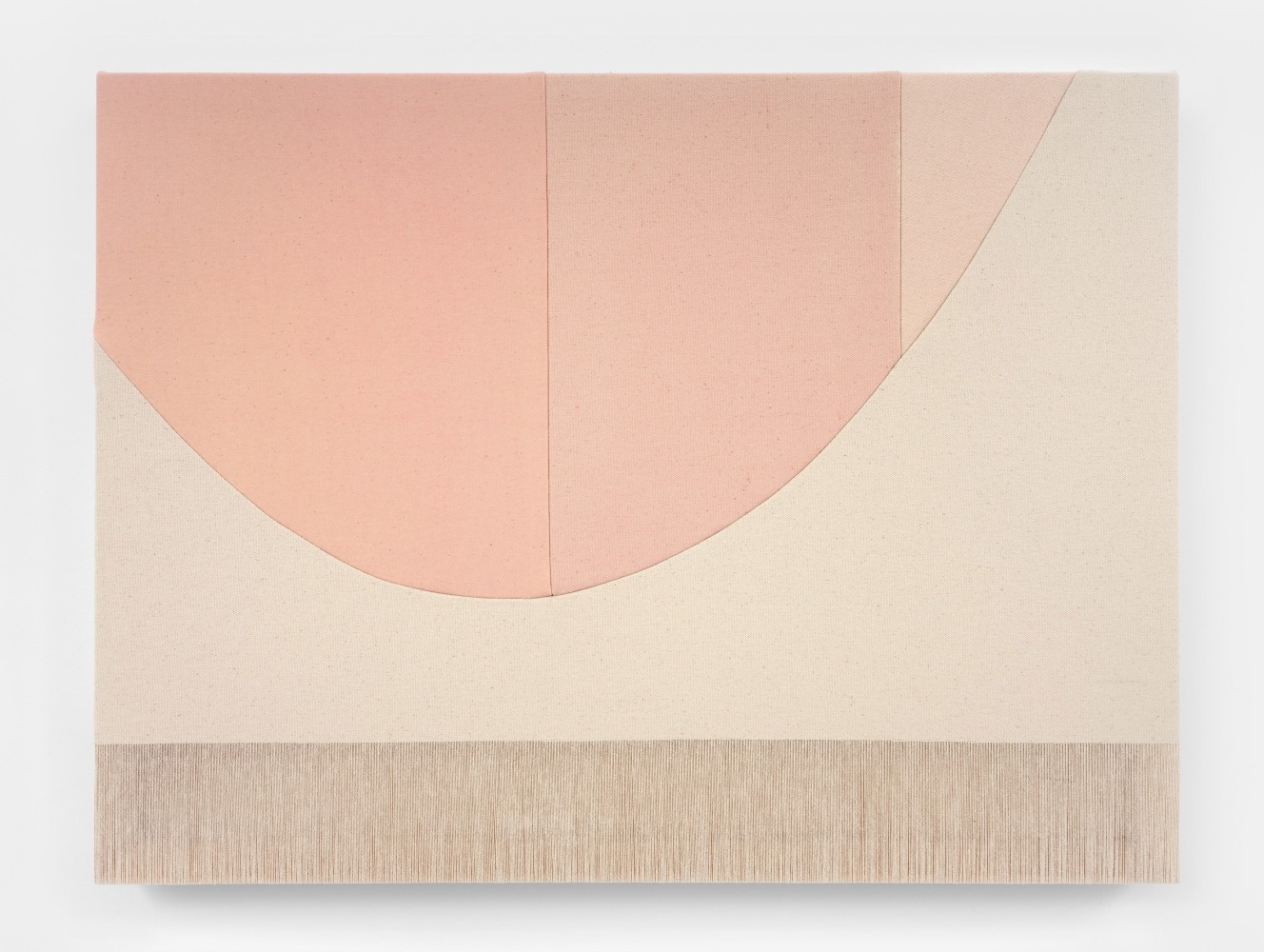Rebecca Ward&amp;nbsp;
half circle (pink), 2022&amp;nbsp;
acrylic and dye on stitched canvas
18 x 24 inches (45.7 x 61 cm)&amp;nbsp;
(RWA22-15)&amp;nbsp;