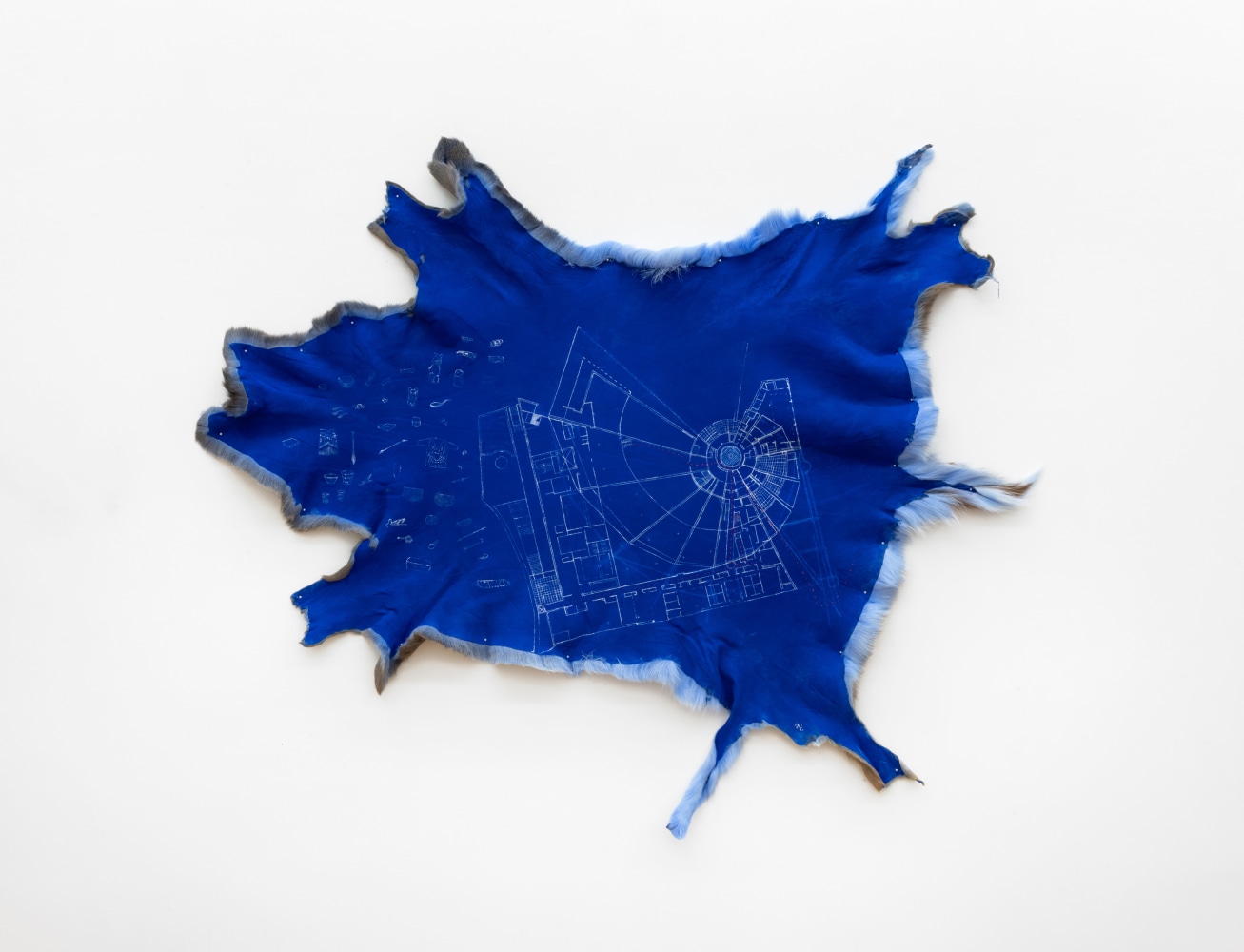 
Nicholas Galanin

Architecture of return, escape (CRC Smithsonian), 2024

Pigment and acrylic on deer hide

52 x 59 inches (132.1 x 149.9 cm)

(NGA24-02)