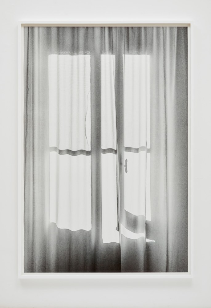 Framed image of a curtain in black and white