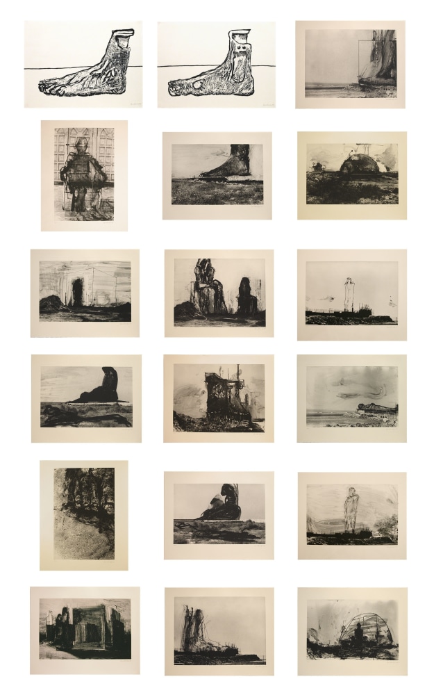 
Huma Bhabha

Reconstructions, 2007

Portfolio of 16 photogravures and 2 woodblocks

Photogravures: 29 1/2 x 36 5/8 inches (75 x 93 cm), each
Woodblocks: 25 3/4 x 34 inches (64.5 x 96.5 cm), each

Edition of 35 + proofs
Printed by&amp;nbsp;Derri&amp;egrave;re L&amp;#39;Etoile Studios, New York
Published by Peter Blum Edition, New York

(HB07-05)