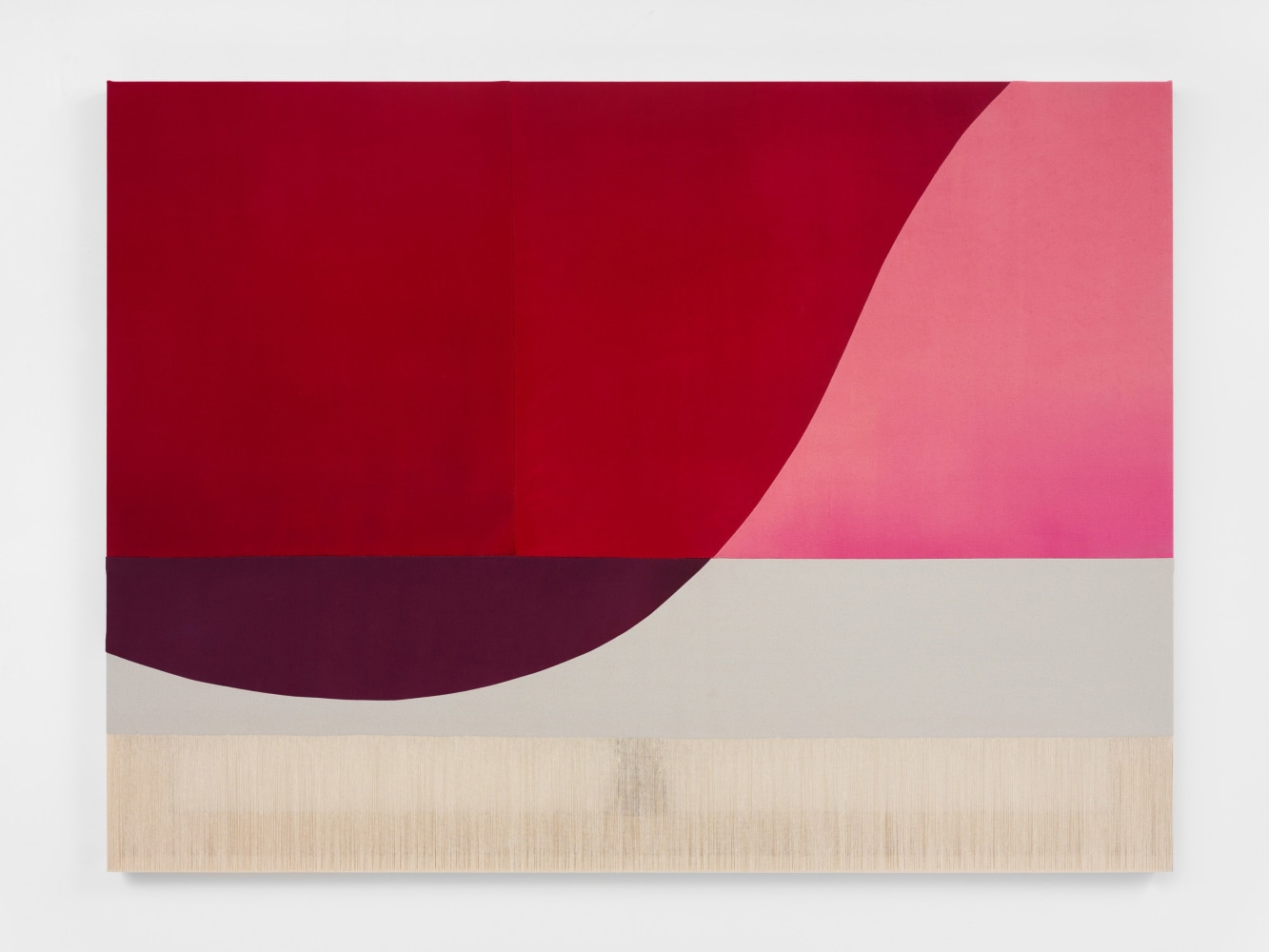Rebecca Ward&amp;nbsp;
red tulip, 2022&amp;nbsp;
acrylic and dye on stitched canvas
45 x 60 inches (114.3 x 152.4 cm)
(RWA22-13)&amp;nbsp;