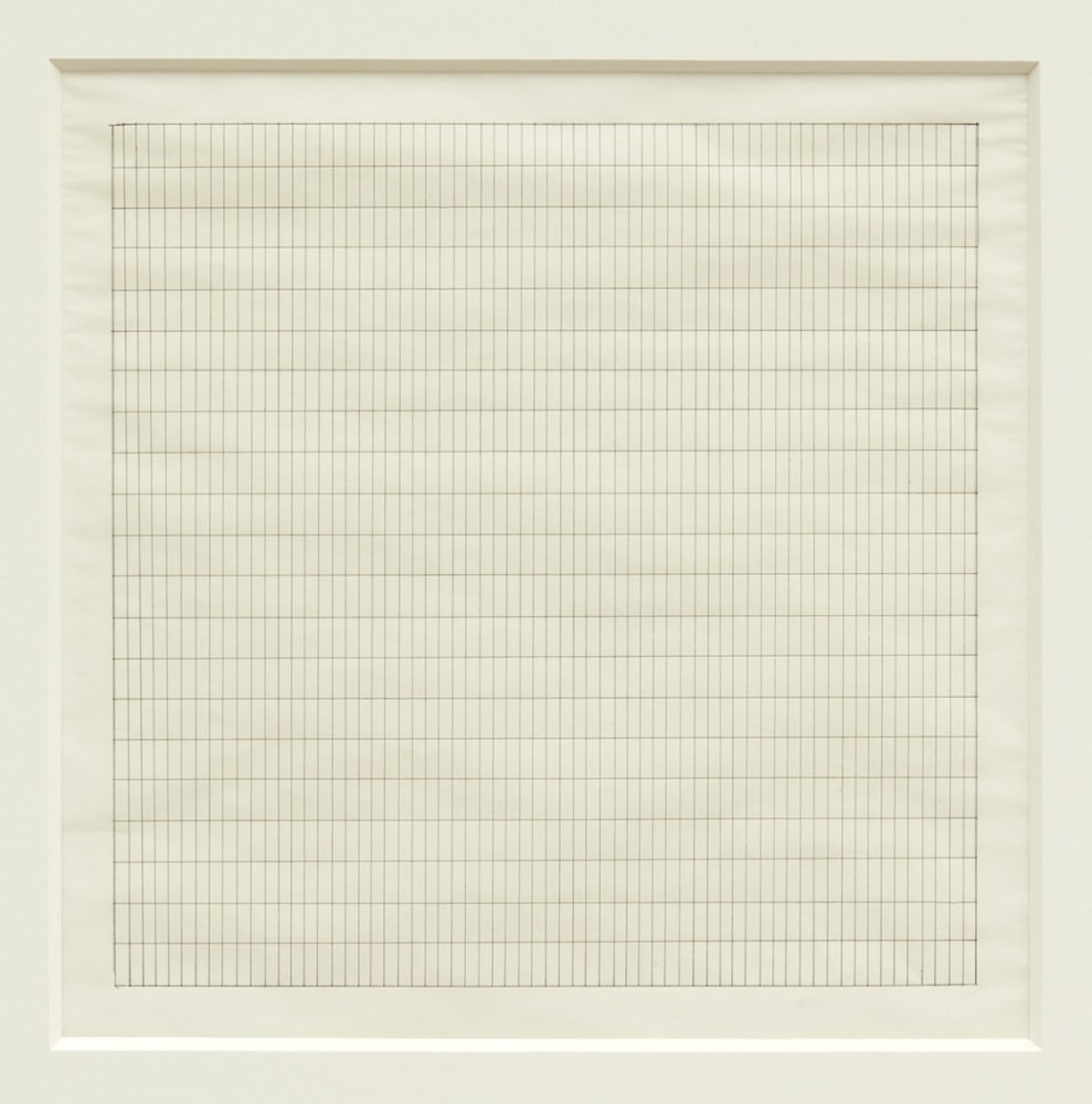 Agnes Martin

Untitled No. 1, 1990

Signed &amp;quot;a. martin&amp;quot; on recto

Ink on paper

Frame: 15 1/4 x 15 1/4 inches (38.7 x 38.7 cm)
Image: 9 x 9 inches (23 x 23 cm)
Cat. Rais.: 1990.023 WP

(AM90-01)