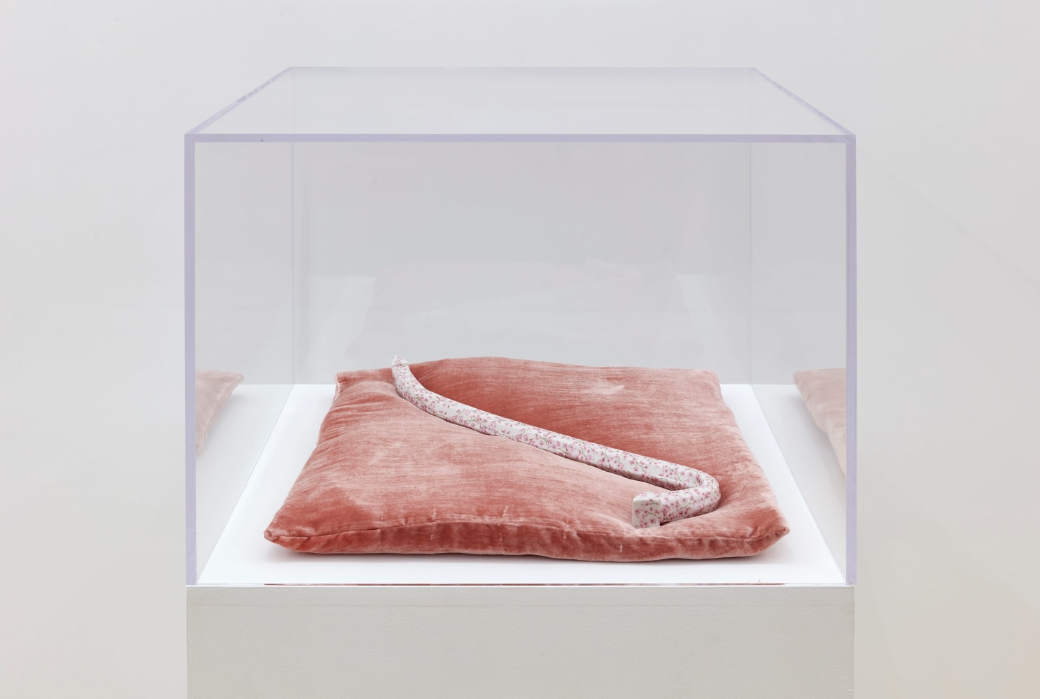 Nicholas Galanin

Eye opener (South), 2024

porcelain crowbar with pillow and vitrine

porcelain crowbar: 1 1/2 x 22 1/4 x 7 1/2 inches (3.8 x 56.5 x 19.1 cm)
vitrine: 55 3/4 x 26 x 26 inches (141.6 x 66 x 66 cm)
pillow: 21 1/2 x 21 1/2 x 2 inches (54.6 x 54.6 x 5 cm)

(NGA24-17)