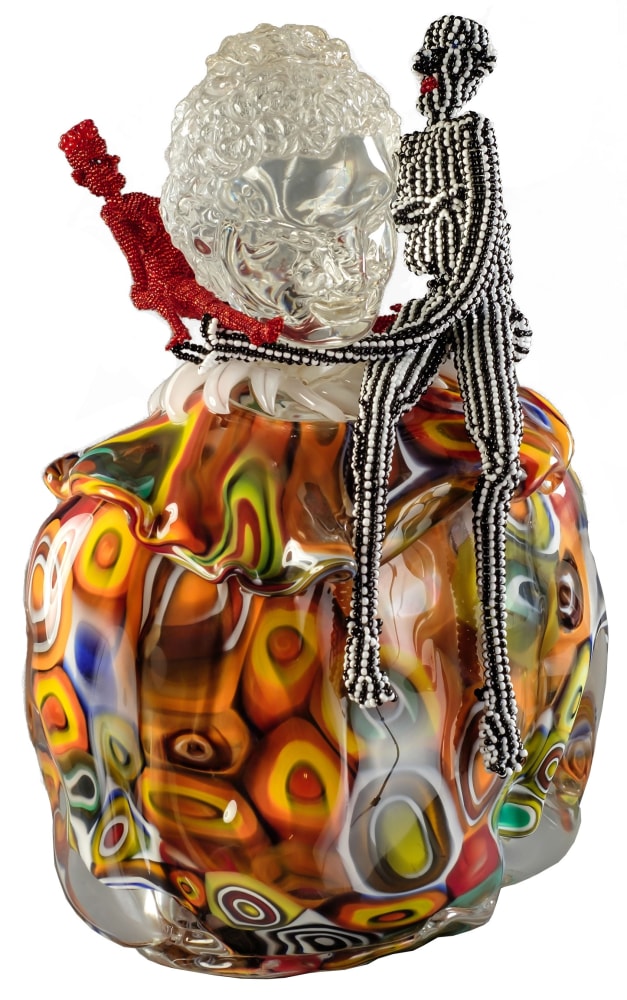 
Joyce J. Scott
Twins: Harlequin, 2016
hand-blown Murano glass processes with fused glass, glass beads, seed beads and thread
18 x 12 1/2 x 7 1/4 inches (45.7 x 31.8 x 18.4 cm)
(JJS16-01)
&amp;nbsp;
