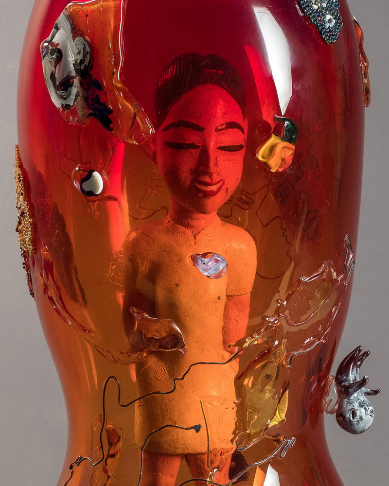 Joyce J. Scott&amp;nbsp;
Someone&amp;#39;s Been Bleachin&amp;#39;, 2016-2017
hand-blown glass processes, beads and thread
21 x 8 x 8 inches (53.3 x 20.3 x 20.3 cm)&amp;nbsp;
(JJS17-03)&amp;nbsp;