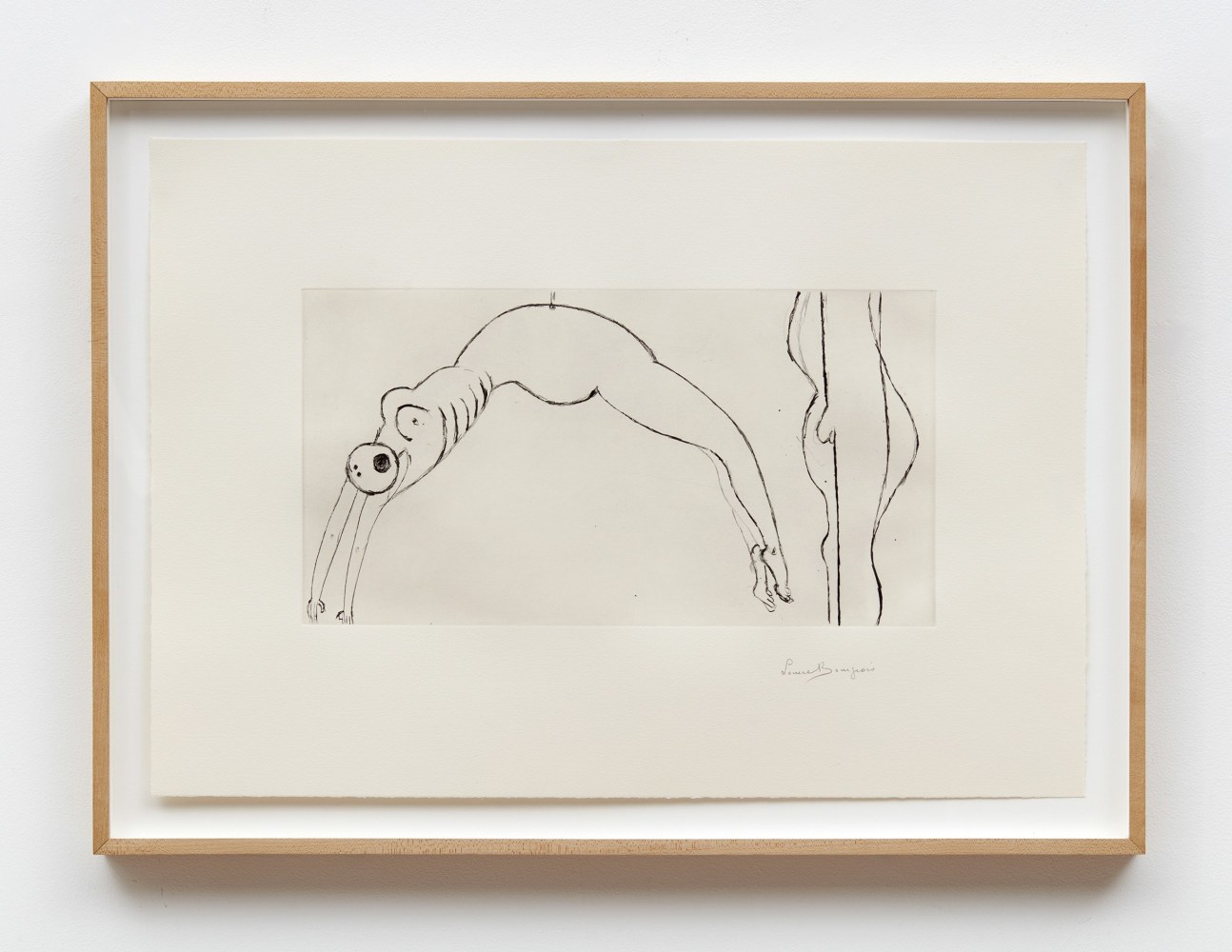Louise Bourgeois&amp;nbsp;
Arched Figure, 1993&amp;nbsp;
Drypoint on Arches paper&amp;nbsp;
15 5/8 x 22 inches (39.5 x 56 cm)&amp;nbsp;
Edition of 50 + proofs&amp;nbsp;
Printed by Harlan&amp;nbsp;&amp;amp; Weaver Intaglio, New York
Published by Peter Blum Edition, New York&amp;nbsp;