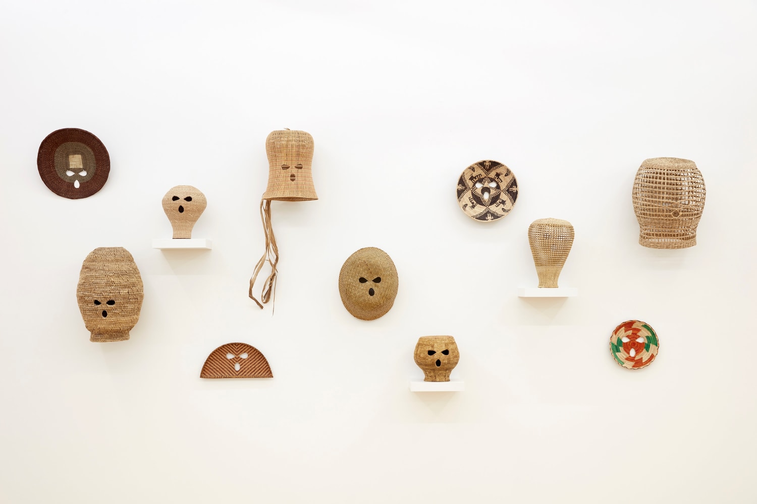 Nicholas Galanin
Anax̱&amp;nbsp;Yaa Nadéin (it is flowing through it), 2022
Hand cut found baskets Installation: dimensions variable
(NGA22-02)