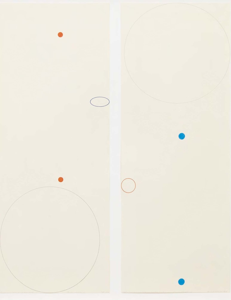 David Rabinowitch

Construction of Vision/ 2 Sheets- Horizontal- 3 colour properties/ 2 scales- 4 tangent conics, 1974

Pencil and colored pencil on paper

50 1/8 x 19 1/8 inches (127.3 x 48.6 cm)

(DR74-002)