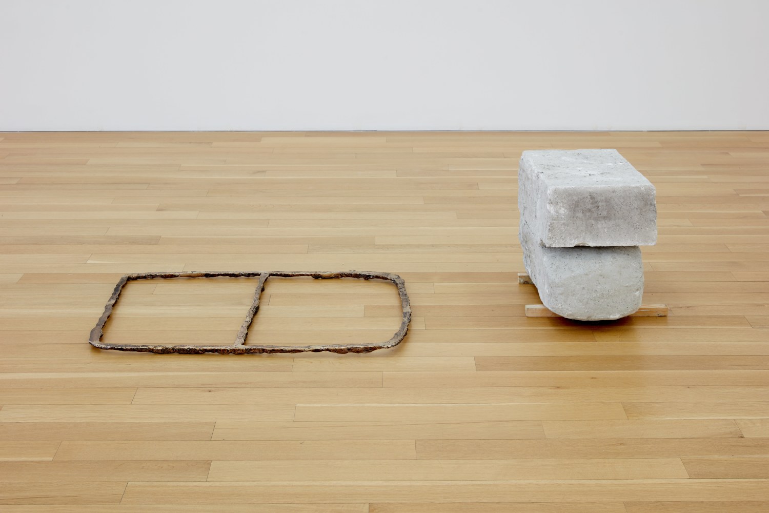 Esther Kläs BEGINNINGS, 2021 concrete, bronze, pigment and wood ​​​​​​​18 x 68 x 27 inches (46 x 173 x 69 cm), overall