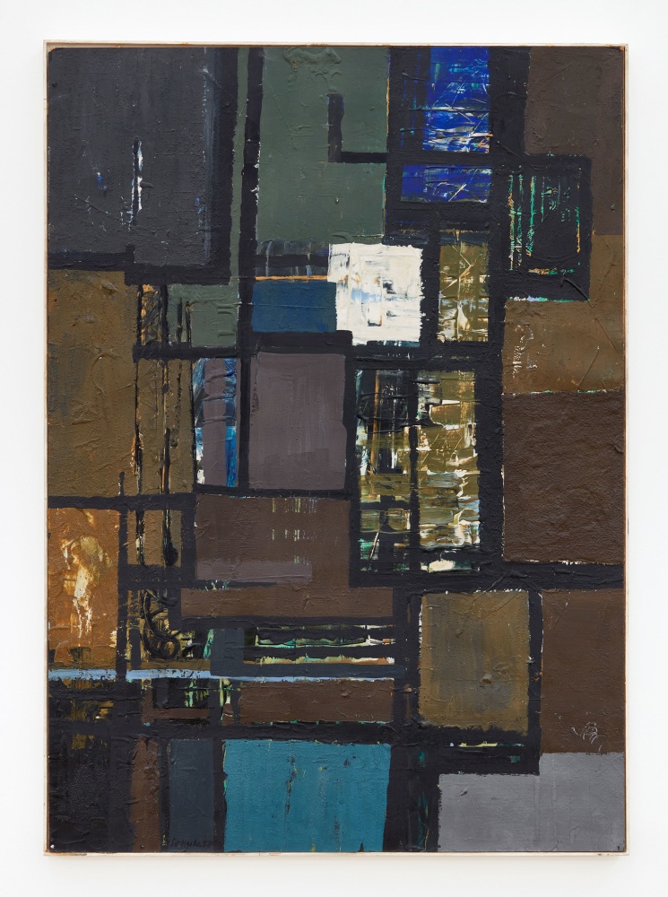 
Sonja Sekula
Fields, 1958
Oil and mixed media on cardboard, laid on board
27 1/2 x 19 5/8 inches (69.9 x 49.9 cm)
(SSK58-02)