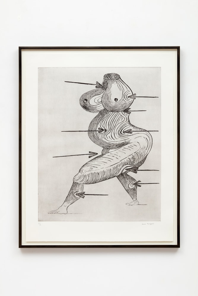 Louise Bourgeois&amp;nbsp;
Sainte S&amp;eacute;bastienne, 1992&amp;nbsp;
Drypoint on Somerset Satin paper&amp;nbsp;
47 1/2 x 37 inches (120.7 x 94 cm)&amp;nbsp;
Edition of 50 + proofs&amp;nbsp;
Printed by Harlan &amp;amp; Weaver Intaglio, New York
Published by Peter Blum Edition, New York&amp;nbsp;