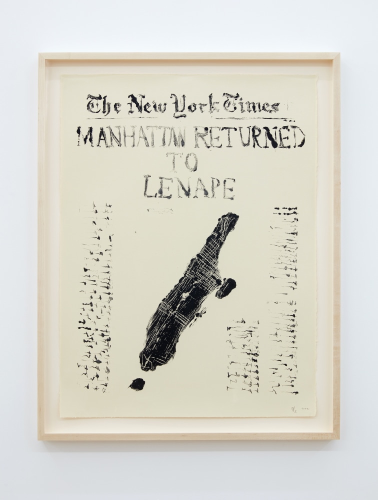 &amp;nbsp;

Nicholas Galanin

World Clock, 2022

monotype on paper and accumulating stacks of The New York Times

monotype: 30 x 22 1/2 inches (76.2 x 57.1 cm)
The New York Times: 11 1/4 x 12 inches (28.6 x 30.5 cm), each

(NGA22-16)