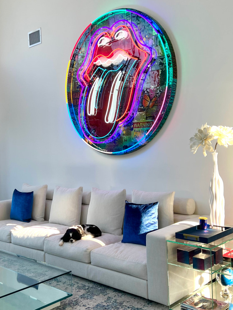 RISK Neon Rolling Stones Tongue, private collection, Miami