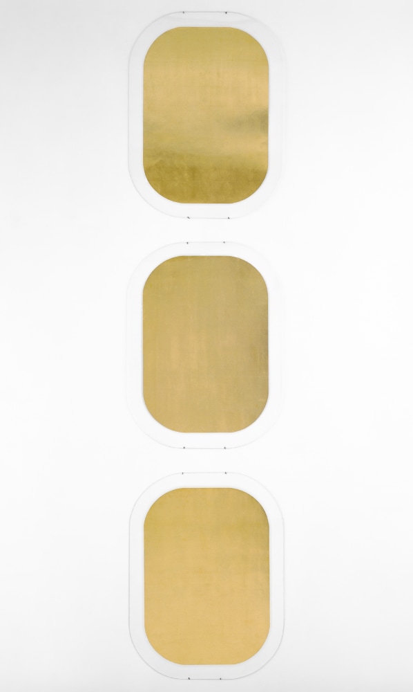 James Lee Byars

&amp;ldquo;Portrait of the Artist&amp;rdquo;, 1993

Gold leaf on paper

Three parts, each:

30 1/4 x 21 3/4 inches

77 x 55 cm

JB 157

$175,000