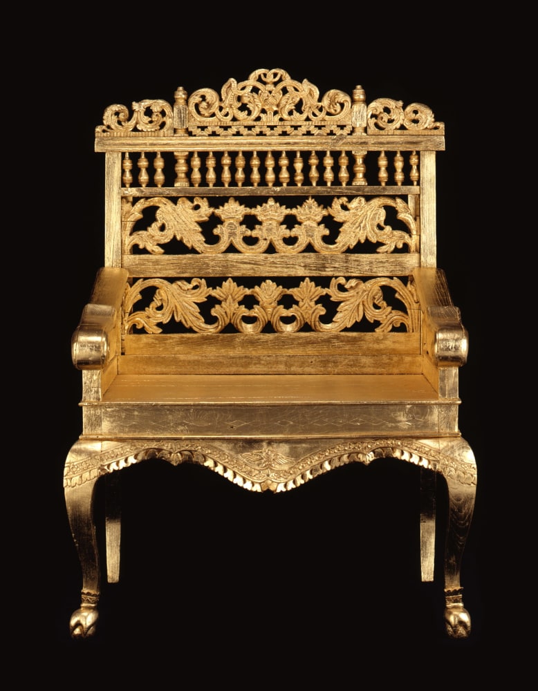 James Lee Byars

&amp;ldquo;The Chair for the Philosophy of Question&amp;rdquo;, 1996

Antique Tibetan chair, gilded

63 x 63 x 46 inches

160 x 160 x 117 cm

JB 172
