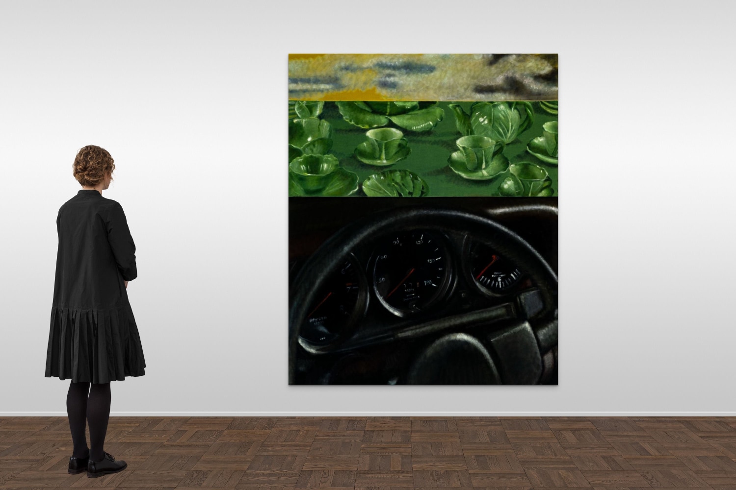 Issy Wood
&amp;ldquo;Two dreams one nightsweat&amp;rdquo;, 2022
Oil on velvet
85 x 69 inches
215.5 x 175 cm
IWO 41