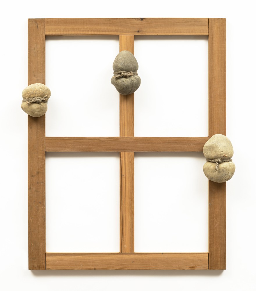 Seung-taek Lee

&amp;ldquo;Untitled (Tied Stone)&amp;rdquo;, 1991

Stone, wooden frame, rope, steel wire

27 1/2 x 23 1/4 x 3 1/4 inches

70 x 59 x 8.5 cm

LEE 3