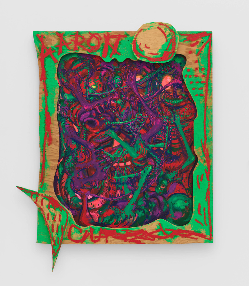 Aaron Curry

&amp;ldquo;Doomsday Guck Abstraction (Green)&amp;rdquo;, 2021

Acrylic gouache on canvas in artist&amp;rsquo;s frame

38 x 29 1/2 inches

96.5 x 75 cm

CUR 295

$40,000