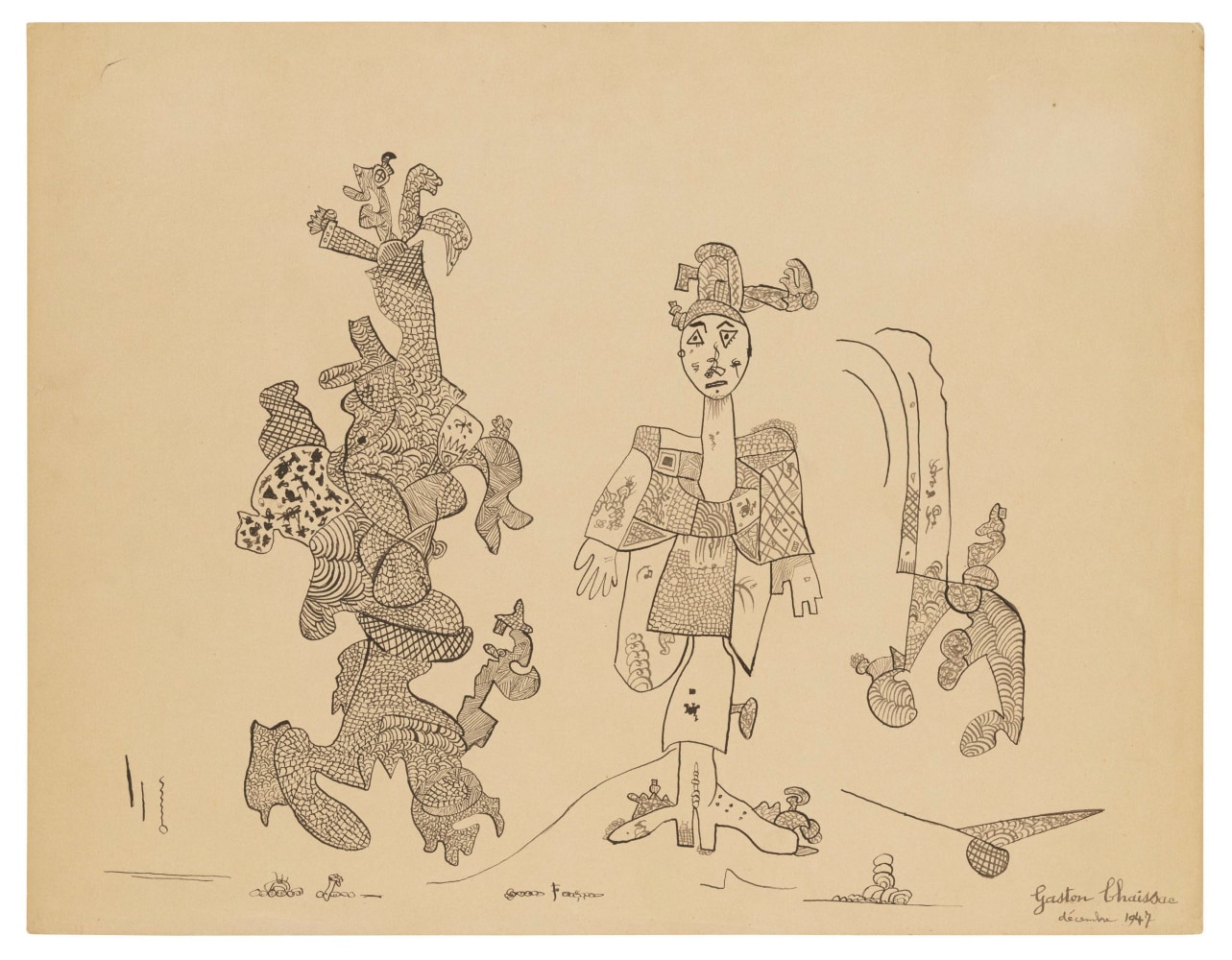 &amp;ldquo;Composition&amp;rdquo;, 1947
India ink on paper
19 3/4 x 25 1/4 inches
50 x 64 cm
CHA 29