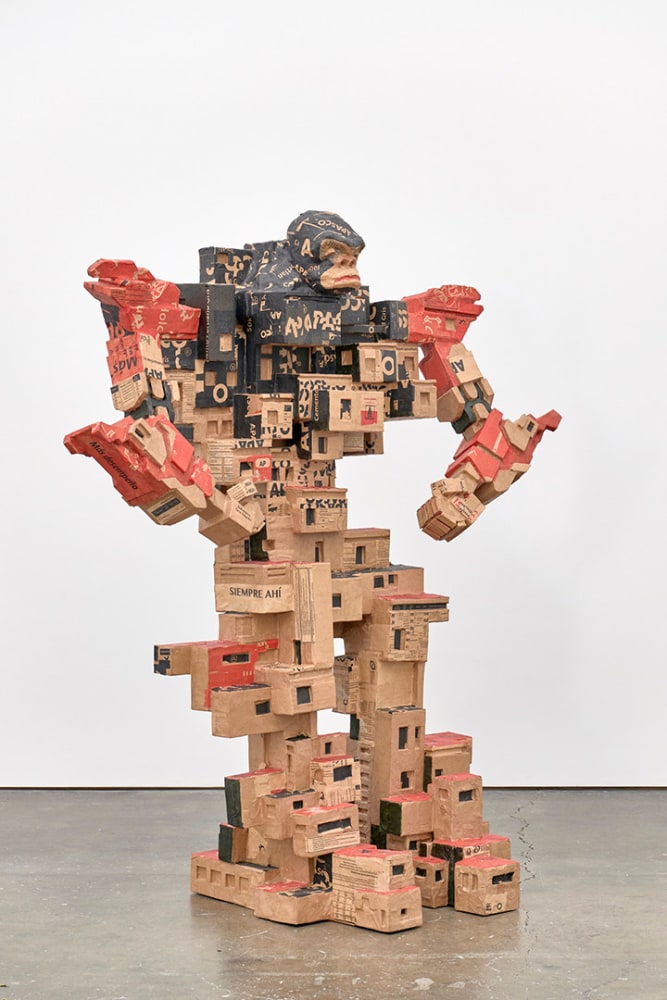 Dami&amp;aacute;n Ortega (1967), Gorilla building, 2019, cardboard, styrofoam, kraft paper, pine wood, balsa wood and cement bags &amp;quot;habitat 67&amp;quot; Moshe Safdie, Montreal, Canada, 197 x 175 x 90 cm. (77.56 x 68.9 x 35.43 in.)