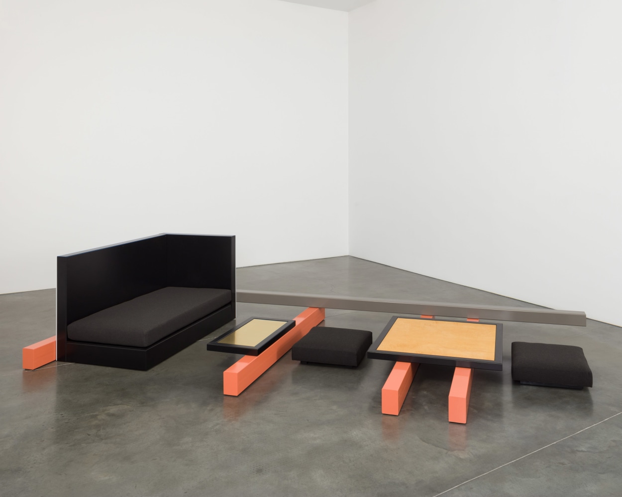 Linear Sequence #1
2016
Powder-coated steel and aluminum, tung oiled Birdseye Maple Plywood, brass, 3 cushions
Overall Dimensions:
32 1/2 x 168 x 72 inches (82.6 x 426.7 x 182.9 cm)
&amp;nbsp;

CLICK IMAGE FOR MORE&amp;nbsp;VIEWS