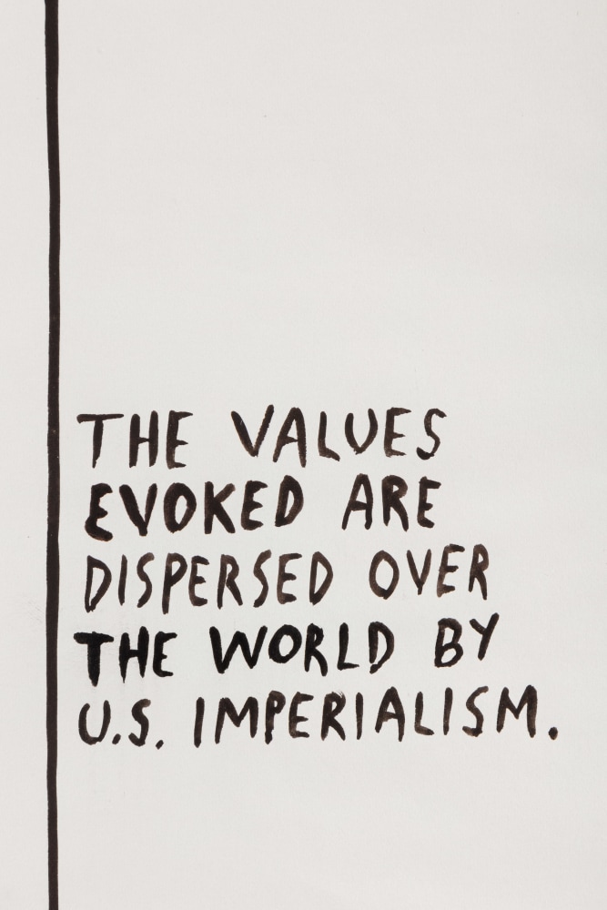 Raymond Pettibon
No Title (The Values Evoked) (detail)
1987
Ink on paper
Paper Dimensions:
24 x 18 inches (61 x 45.7 cm)
Framed Dimensions:
26 3/8 x 20 3/8 inches (67 x 51.8 cm)
