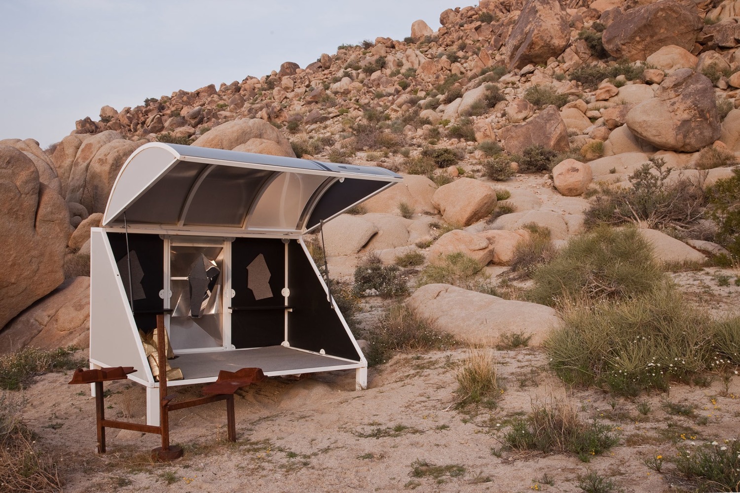 A-Z Wagon Station customized by Chuck Moffitt
2003
Powder-coated steel, MDF, aluminum, Lexan&amp;nbsp;
Closed Dimensions:
61 x 82 x 57 inches (154.9 x 208.3 x 144.8 cm)
Open Dimensions:
91 x 82 x 57 inches (231.1 x 208.3 x 144.8 cm)