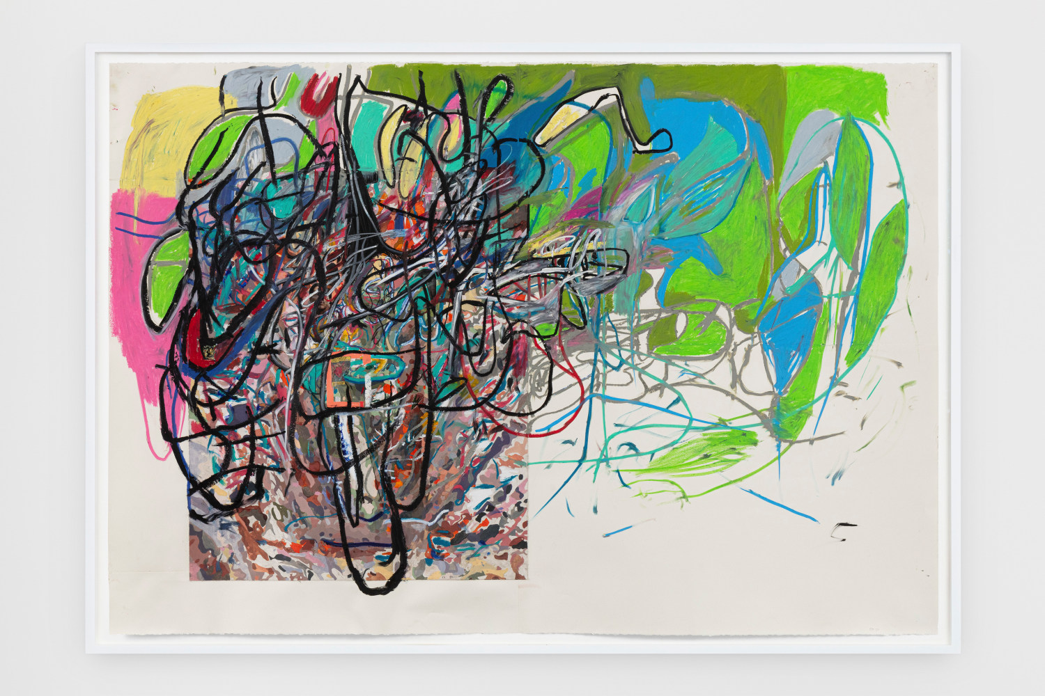 10.1.20.1
2020
Oil, oil stick, graphite, and collage on paper
Artwork Dimensions:
60 x 86 3/4 inches (152.4 x 220.3 cm)
Framed Dimensions:
63 3/4 x 91 x 2 1/2 inches (161.9 x 231.1 x 6.4 cm)