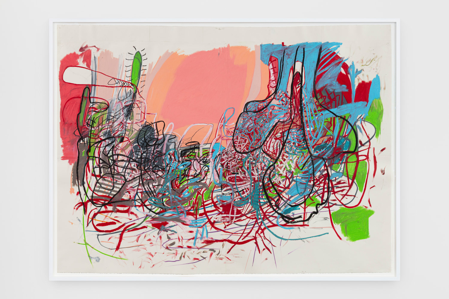 16.1.20.1
2020
Oil stick on paper
Artwork Dimensions:
64 1/4 x 86 7/8 inches (163.2 x 220.7 cm)
Framed Dimensions:
67 3/4 x 90 1/2 x 2 1/2 inches (172.1 x 229.9 x 6.4 cm)