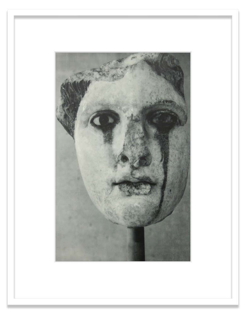 Head of a goddess. 2nd century A.D. marble imitation of a 5th-4th century B.C. chryselephantine (gold and ivory) sculpture
2019
Oil pigment, electrostatic print on polyester (Winsor &amp;amp; Newton Artists&amp;#39; Oil Color, HP Color&amp;nbsp;LaserJet CP5225&amp;nbsp;on Pronto Plate)&amp;nbsp;
Image Dimensions:&amp;nbsp;17 1/4&amp;nbsp;x 11 1/2&amp;nbsp;inches (43.8 x 29.2 cm)
Framed Dimensions:&amp;nbsp;24 x 18 3/4 inches (61 x 47.6 cm)
Variable edition of 5 + 1AP