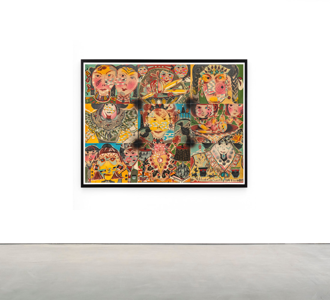 Lari Pittman
Untitled
2020
Acrylic, Cel-Vinyl, ink, spray paint and Flashe on paper
68 x 90 inches (172.7 x 228.6 cm)